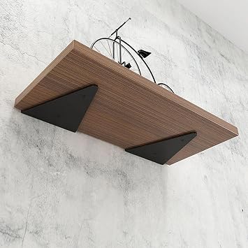 2pcs Concealed Shelf Brackets,Metal Shelf Supporter on The Wall,Brackets for Shelves Decorative,Space-Saving Shelving Brackets,Black/White,with Screws,Black-810cm/3.13.9in
