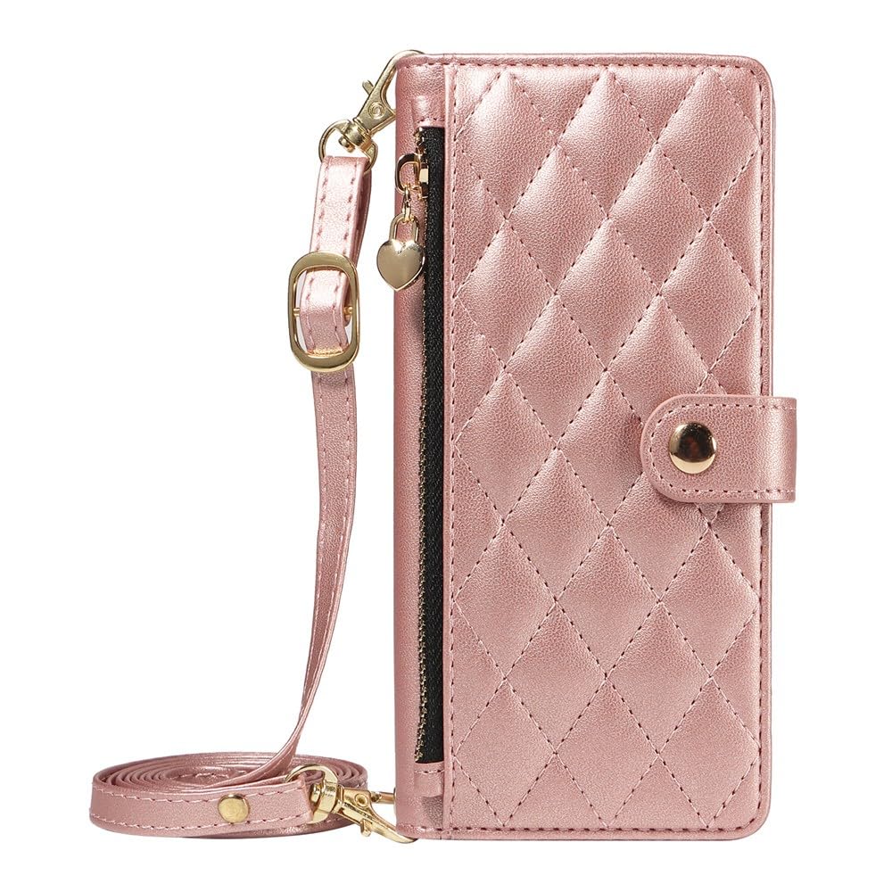 Housse Galaxy Note 20 cuir portefeuille or rose à fermeture - 8