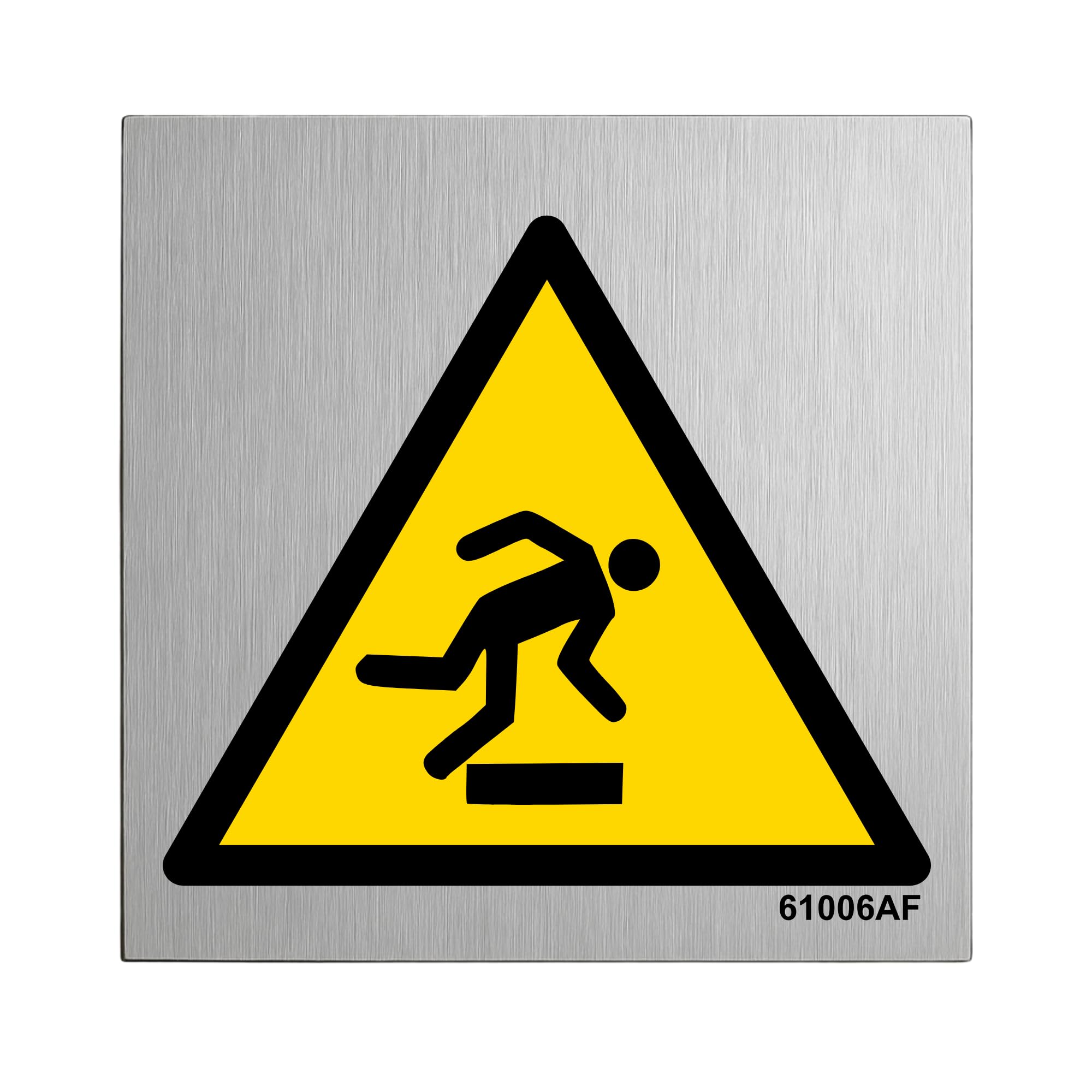 V Safety Warning Trip Hazard Symbol 100 x 100 mm - 3mm Brushed Aluminium Composite Safety Sign