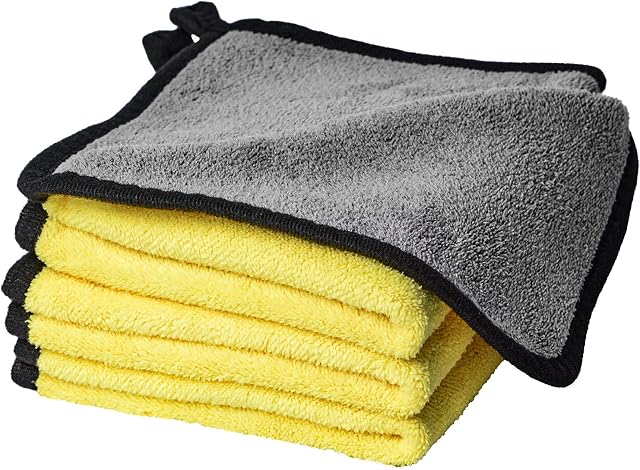 ITME 3 Pcs Microfibre Car Cleaning Cloths, Two-color Thickened Cleaning Cloths Towels with Super Absorbent for Car Wash/Wash Waxing/Polishing/Cleaning & Drying (40 x 30 cm)