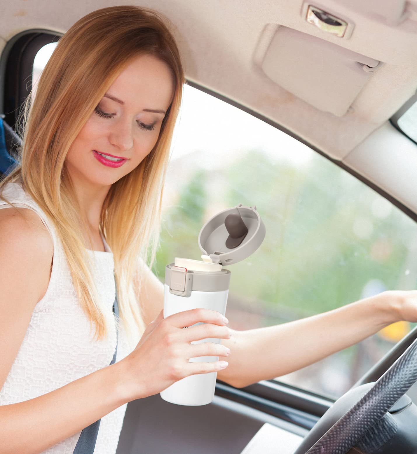 Thermosflasche 380 Ml Edelstahl – Isoliert, Hält 8h Warm / 6h Kalt, Mit Trinkknopf