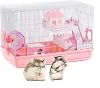 Large Hamster Cage Hamster House Hamster Home Pet CageSmall Animal Carry Cage for Hamsters, Gerbils, Mice Transparent, Portable, Convenientwith Hamster Accessories Spacious Hamster cage(Pink 2)