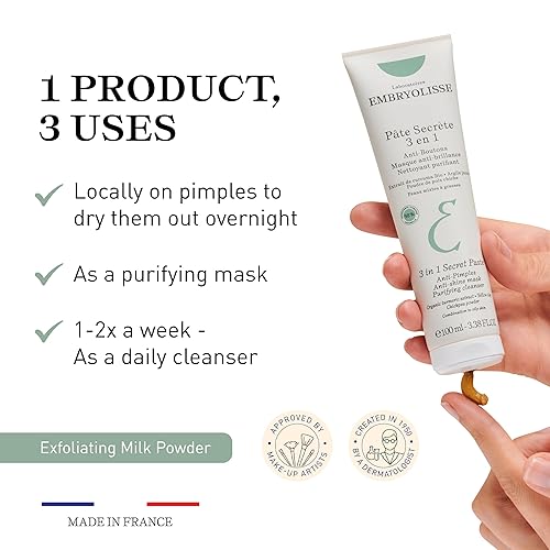 Miniatura 3 de Embryolisse 3 en 1 anti-espinillas y tratamiento del acné - Máscara de arcilla multiusos para controlar y eliminar brotes - Para pieles grasas a