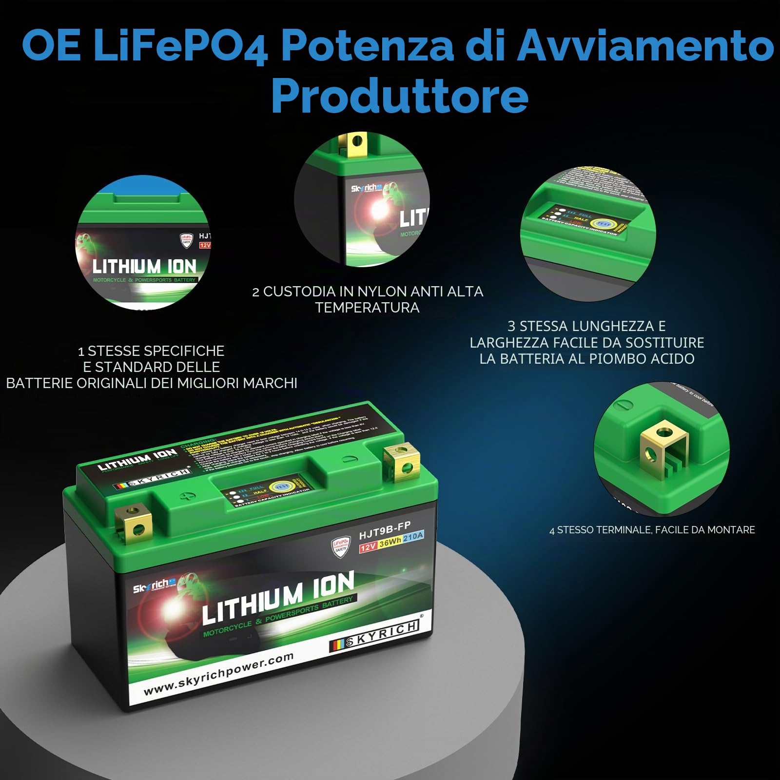 batteria skyrich litio hjt9b-fp