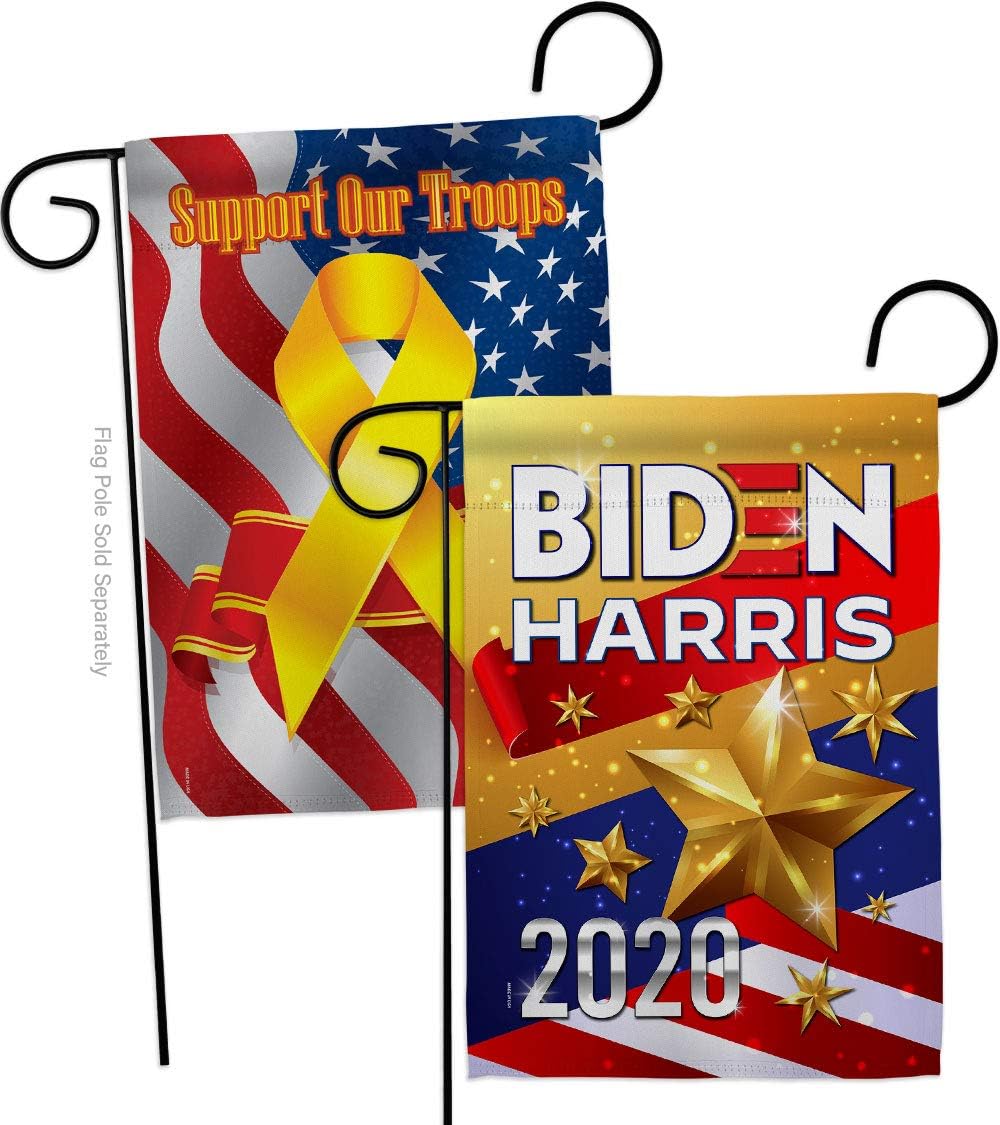 Biden Harris Flag 2020 Garden Pack Patriotic Vote President Democrat Republican Tea Party United State American Election House Yard Gift Double-Sided, Thick Fabric, w Support Our Troops Flags