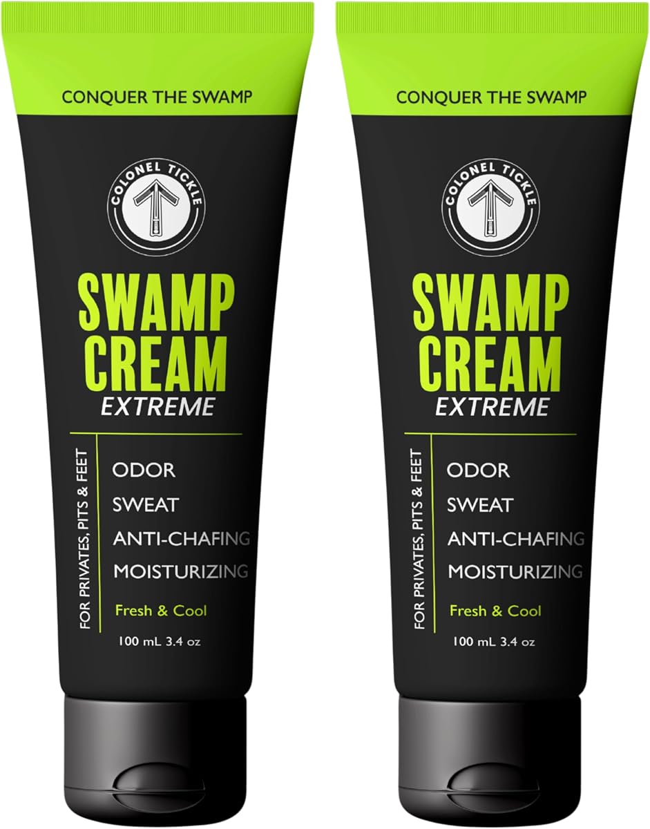 Desodorante antirozaduras para hombres Swamp Cream, 3.4 oz de salvia de pino, paquete de 2 | Loción para el control del sudor y el olor de 48 horas para las partes íntimas, las axilas o los dedos de los pies; La fórmula en tubo de salvia de pino sin aluminio mantiene el cuerpo fresco todos los días.