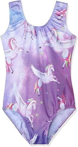 HOZIY Gymnastics Leotards for Girls Unicorn Pink Purple Sparkly Dancewear Activewear Quick Dry
