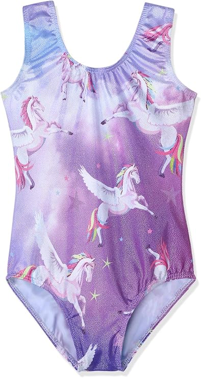 HOZIY Gymnastics Leotards for Girls Unicorn Pink Purple Sparkly Dancewear Activewear Quick Dry