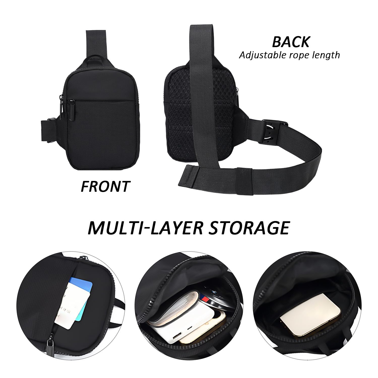 KRYMSON 1 bolso de hombro deportivo, bolso bandolera impermeable, bolso bandolera pequeño, bolso de pecho simple y de moda, adecuado para el senderismo diario, ciclismo y ejercicios deportivos