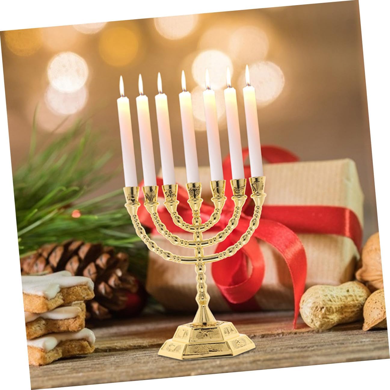 ULTECHNOVO European Style Zinc Alloy Candle Holder Large Desktop Candelabra for Party Festival Decoration Gold Metal Tapered Candle Stand for Bedroom Dining Table and Home Ambiance Height
