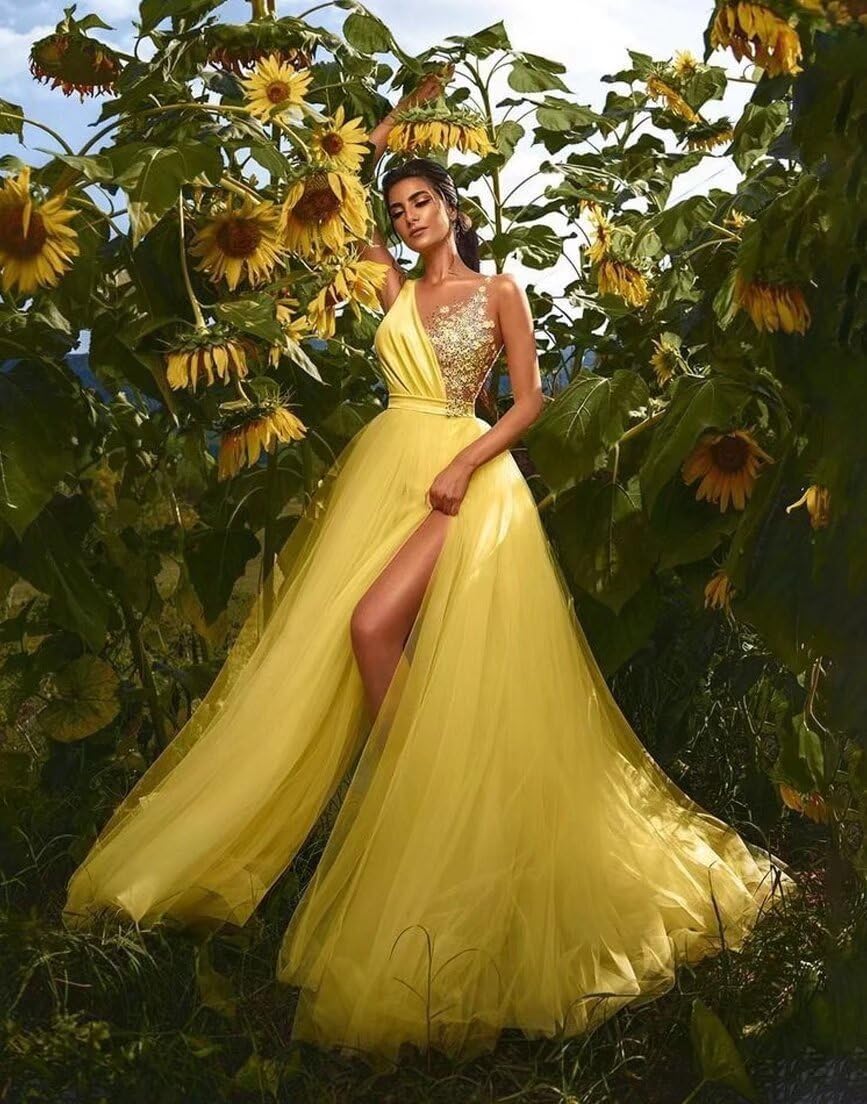 3D Flower Lace Appliques Prom Dresses for Women 2024 Tulle Ball Gown Formal Satin A-Line Evening Party Dress JS0028