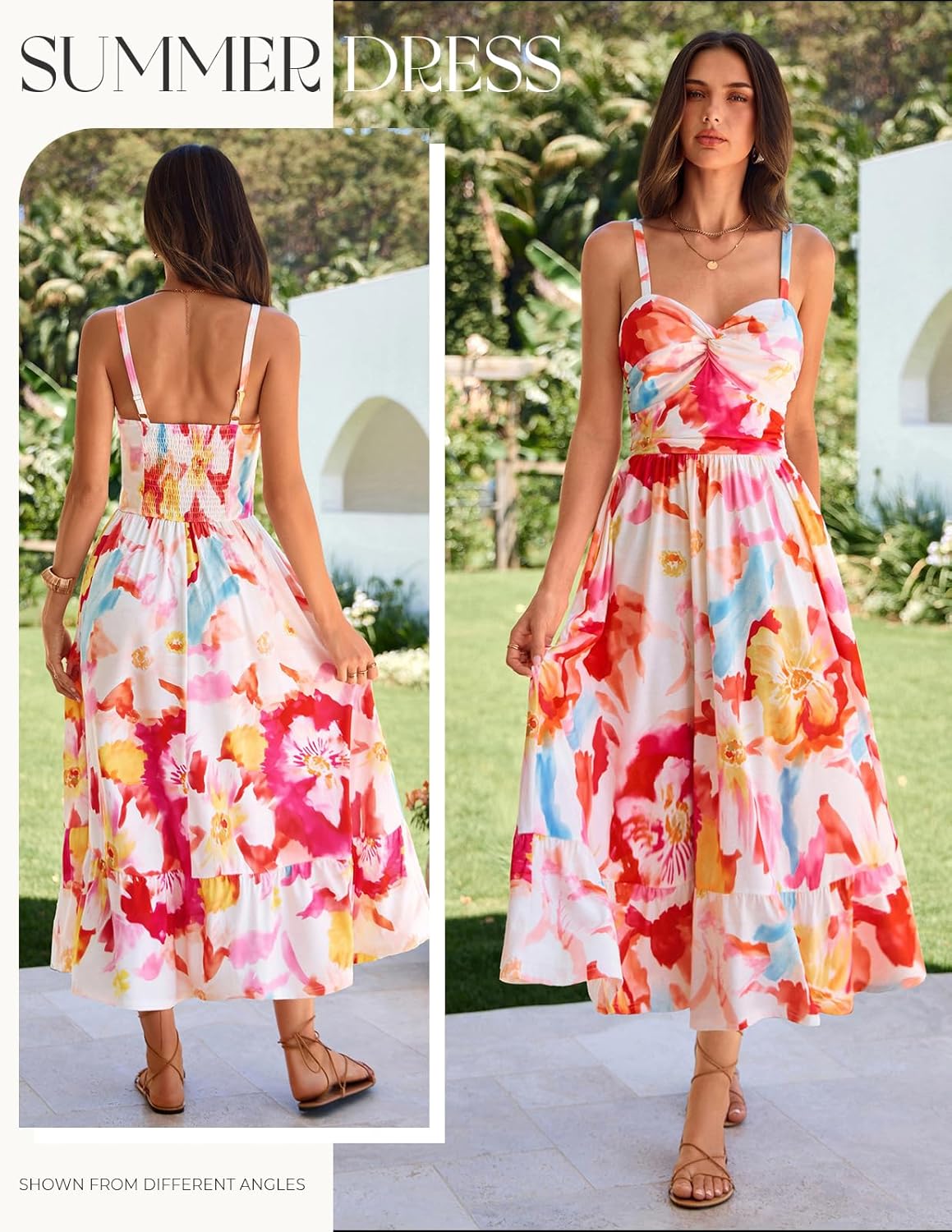 GRACE KARIN Women's Summer Casual Dress,Floral Sleeveless Midi Dress,Beach Vacation Dresses - Image 2