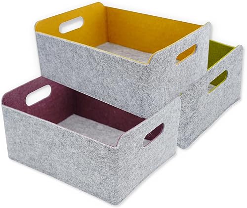 Welaxy Cestas de almacenamiento plegables de fieltro, contenedores plegables para juguetes, ropa, libros y organización de armarios (curry + verde