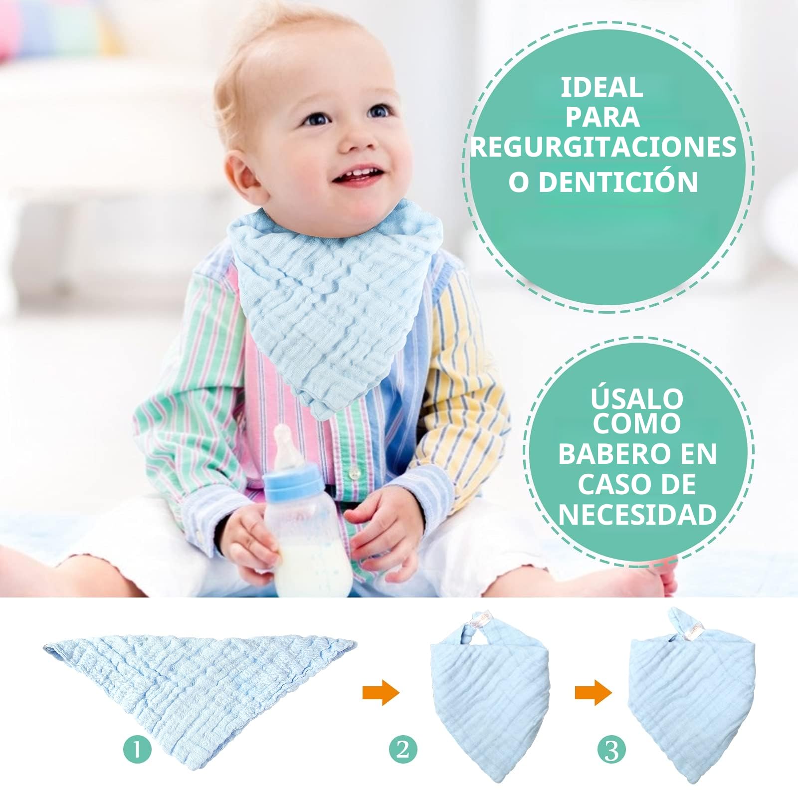 Toallas Bebe Recien Nacido De BañO Muselinas Bebe Algodon Gasas para Bebes Toalla BañO Regalo Recien Nacido NiñO 10 Piezas Toallitas Reutilizables Muselina 25x25 cm