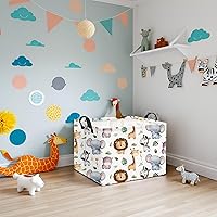 Vista 4 de HIYAGON - Cesta de Animales del Bosque Rectangular, Cesta de Almacenamiento para Bebé, Caja Organizadora de Almacenamiento, Caja de Decoración