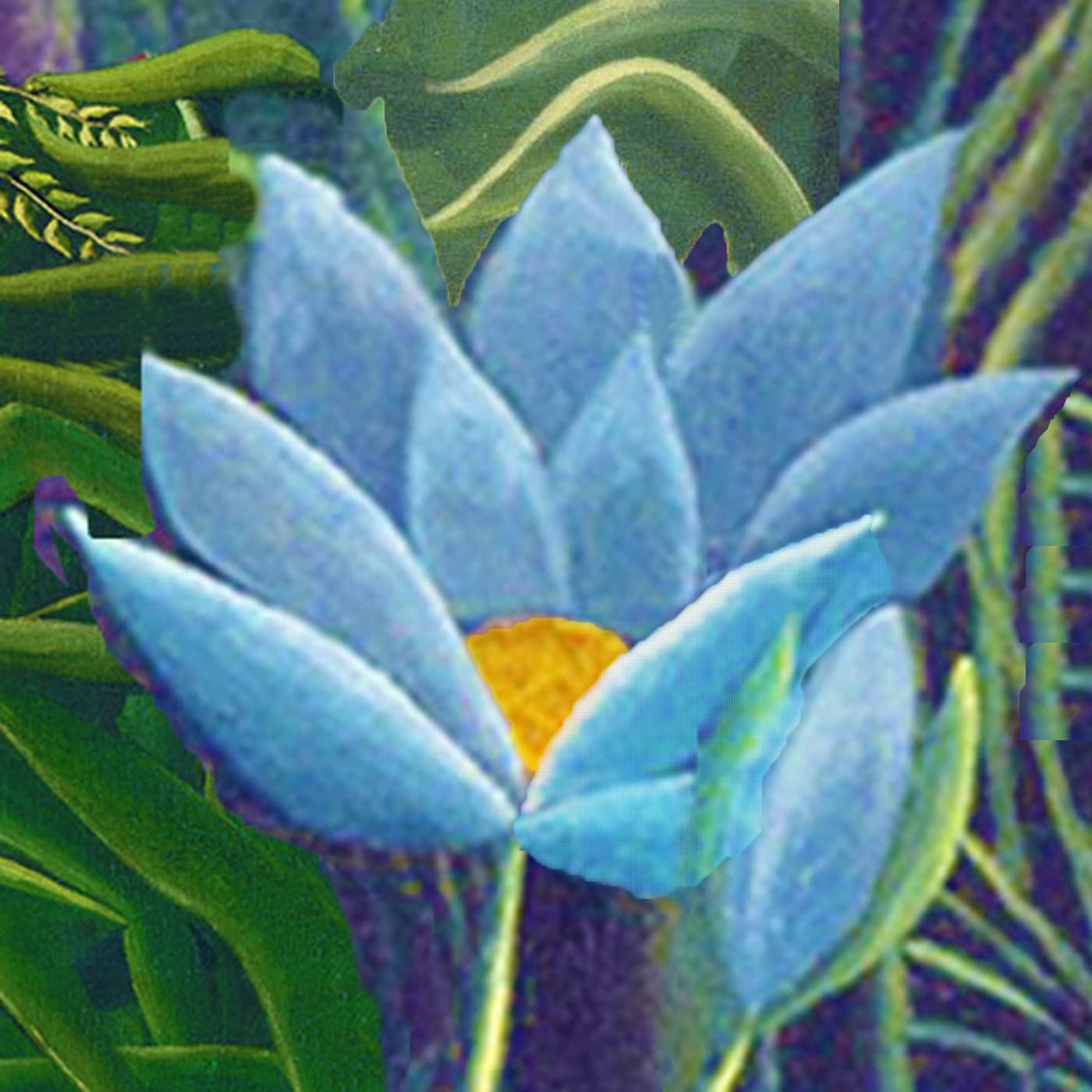 Blue Tropical Flower Detail by Henri Rousseau Counted Cross Stitch Pattern