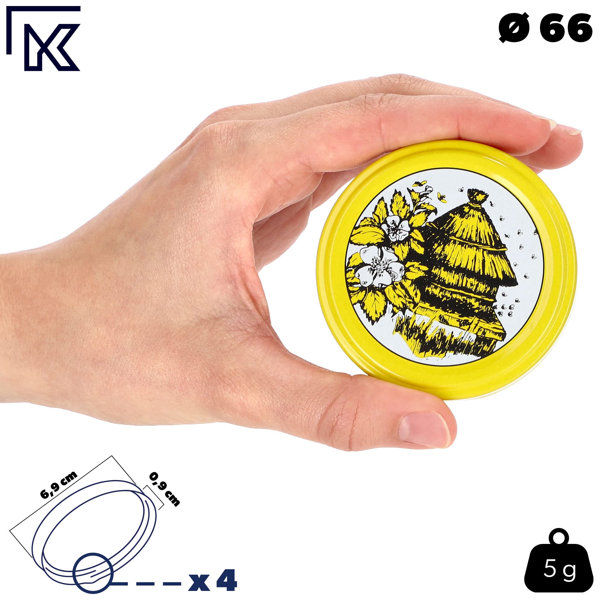 Lot De 200 Couvercles Métal Pour Bocaux 66 Mm - Fermeture à Visser 4 Filets, Avec Joint Silicone - Pour Conserves, Confitures