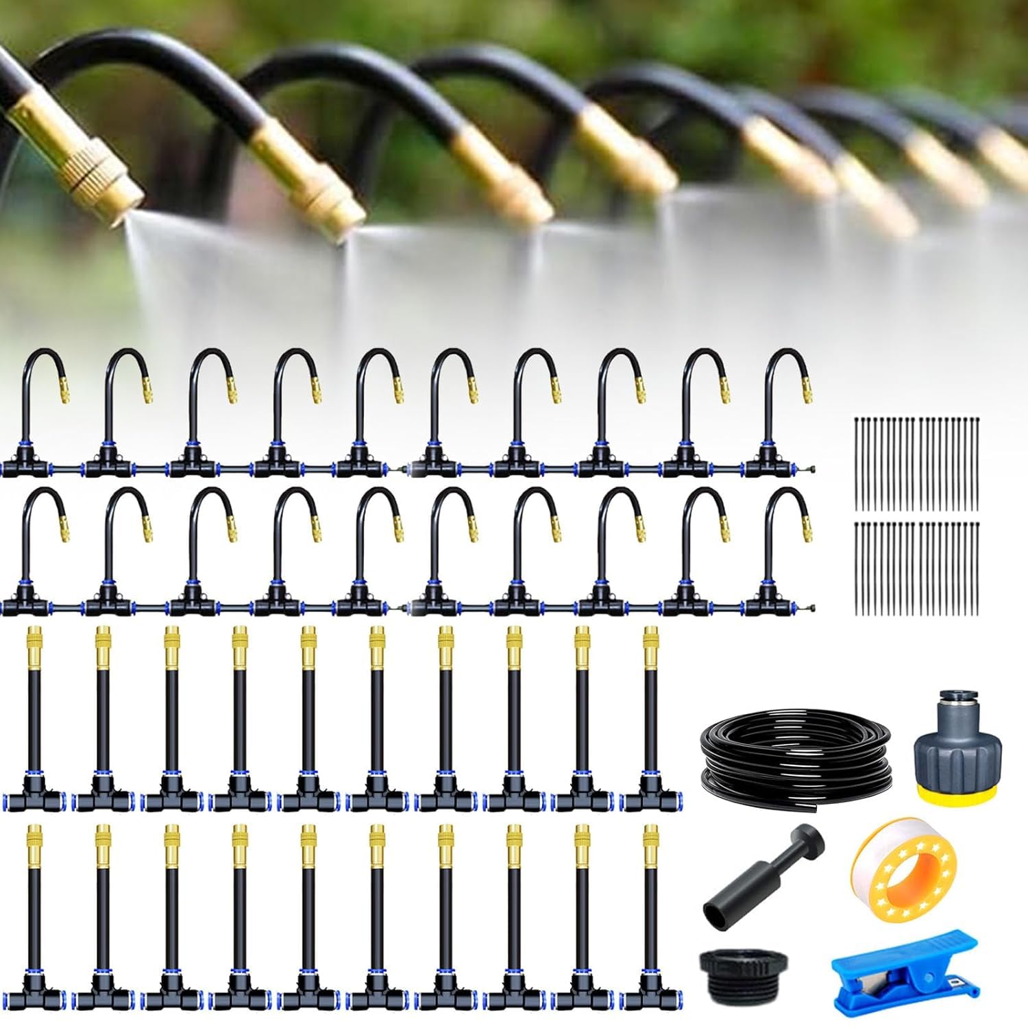 360° Curved Garden Automatic Irrigation System, Bewässerungssystem Garten, Greenhouse Pflanzen, Hochbeet Bewässerung Tropfbewässerung für Landschaft, Flower Bed und Terrasse Pflanzen (20m)