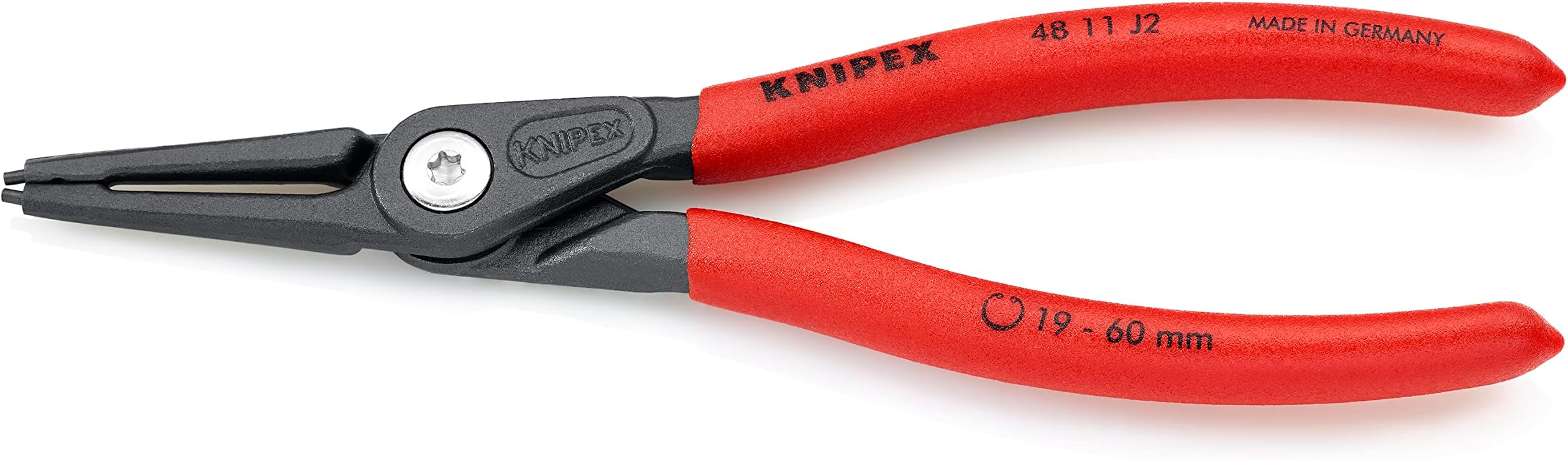 Knipex 48 11 J2 SB Precision Internal Circlip Plier, 180 mm | On self-service card, ring diameter 19-60 mm, tip diameter 1.8 mm, snap ring pliers, circlip pliers