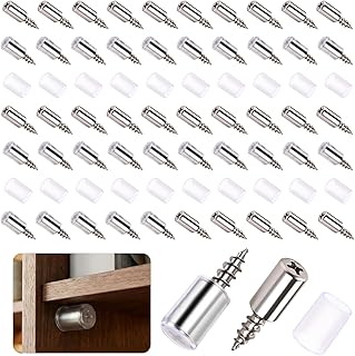 50 Pcs Cabinet Shelf Support Pegs, Self-Tapping Screws with Non-Slip Sleeves, Laminate Fixed Support Pins for Cabinets, Bookcases, Wardrobes and Furniture Shelves