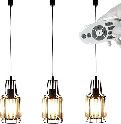 Miniatura 24 de Lámpara circular de cristal transparente, colgantes de iluminación de pista de halo de 3 pies con control remoto con bombillas de calor