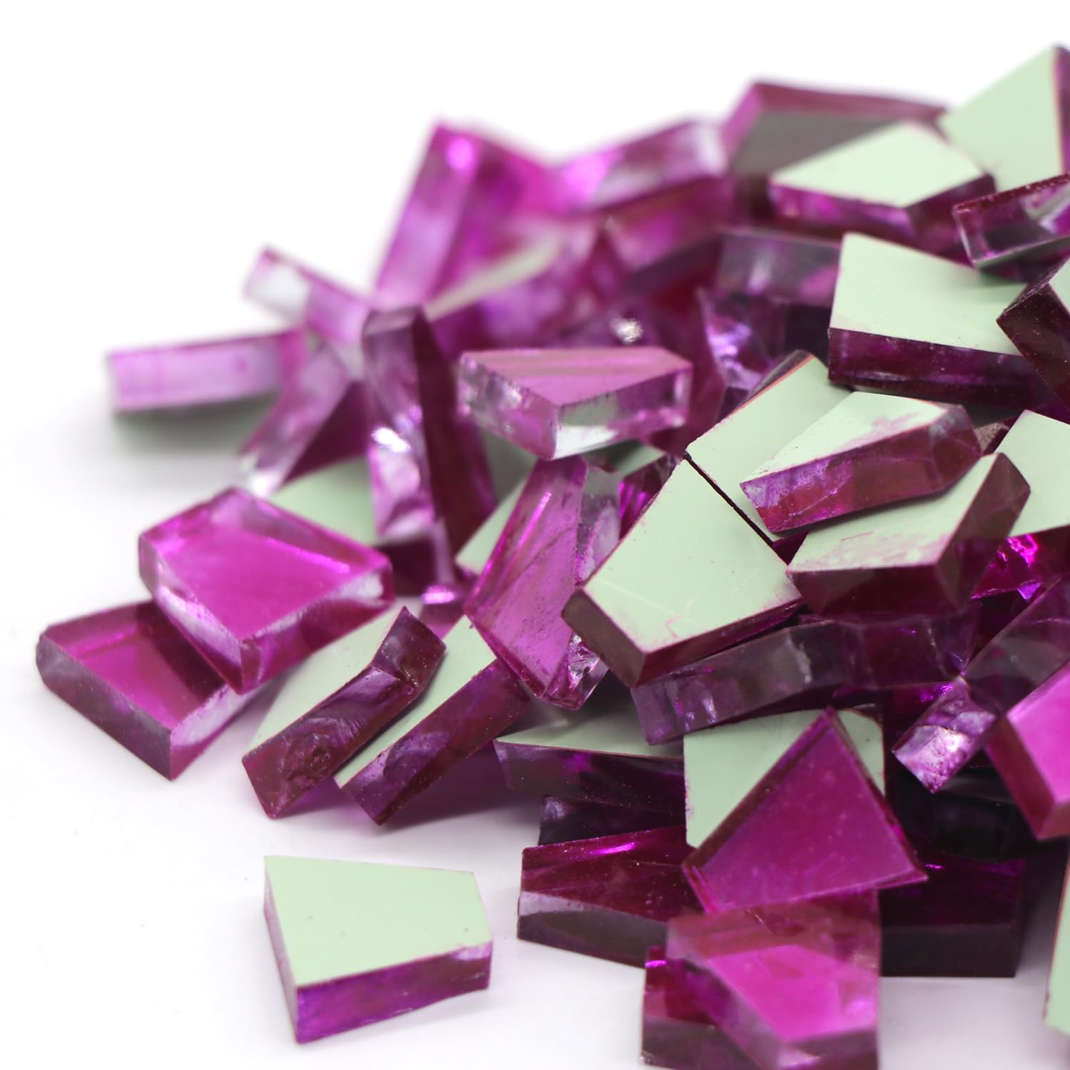 SWEVEN ART STUDIOMirror Mosaic, 12-15mm Size, 5mm Thick, Magenta Color (Pack of 200Gms)