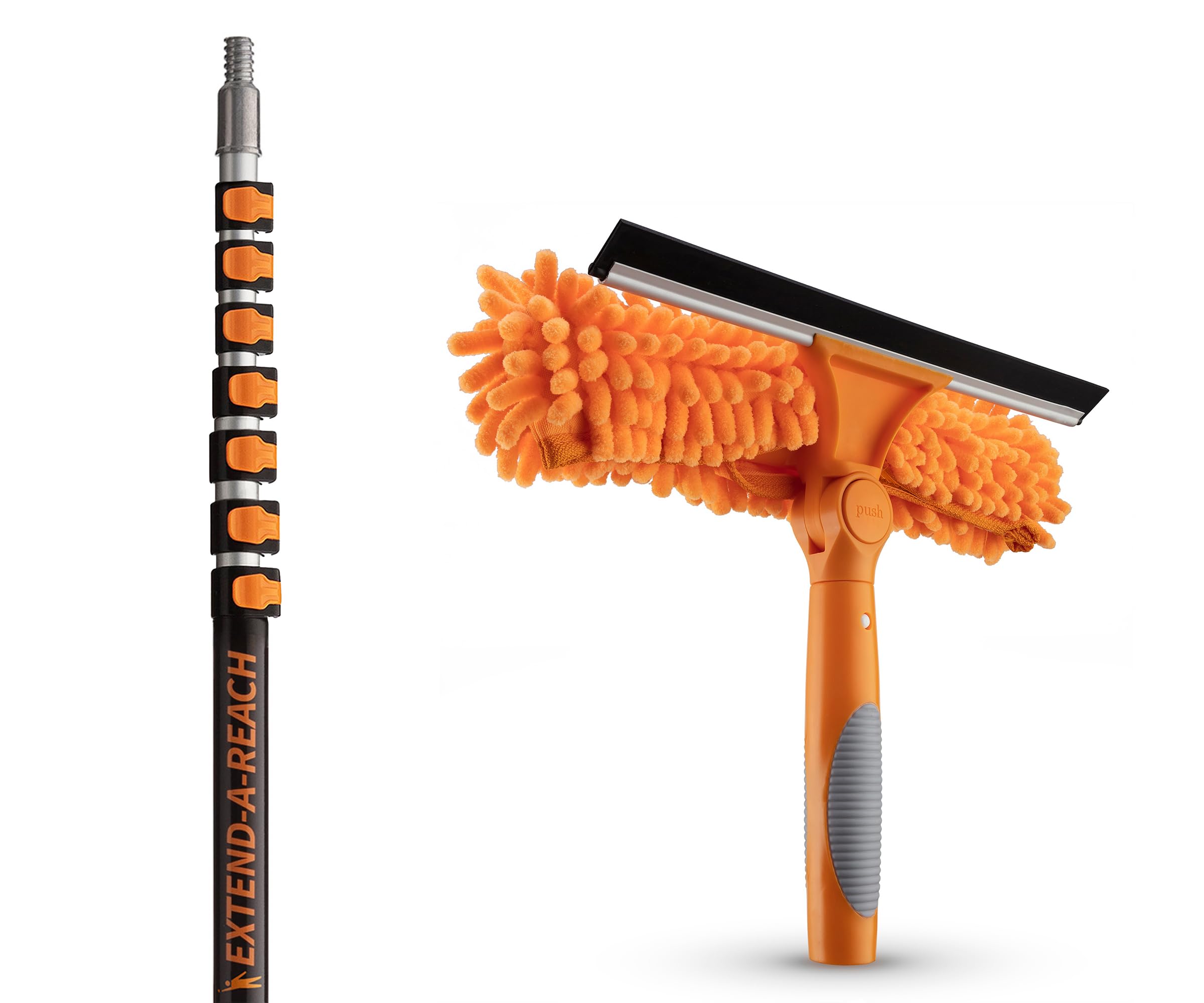 1.5-9.1m (5-30 ft) Window Cleaning Kit with Extension Pole (11m+ Reach) // Window Cleaning Pole & Window Squeegee with Telescopic Extension Pole // Best Indoor Outdoor Window Cleaning Equipment