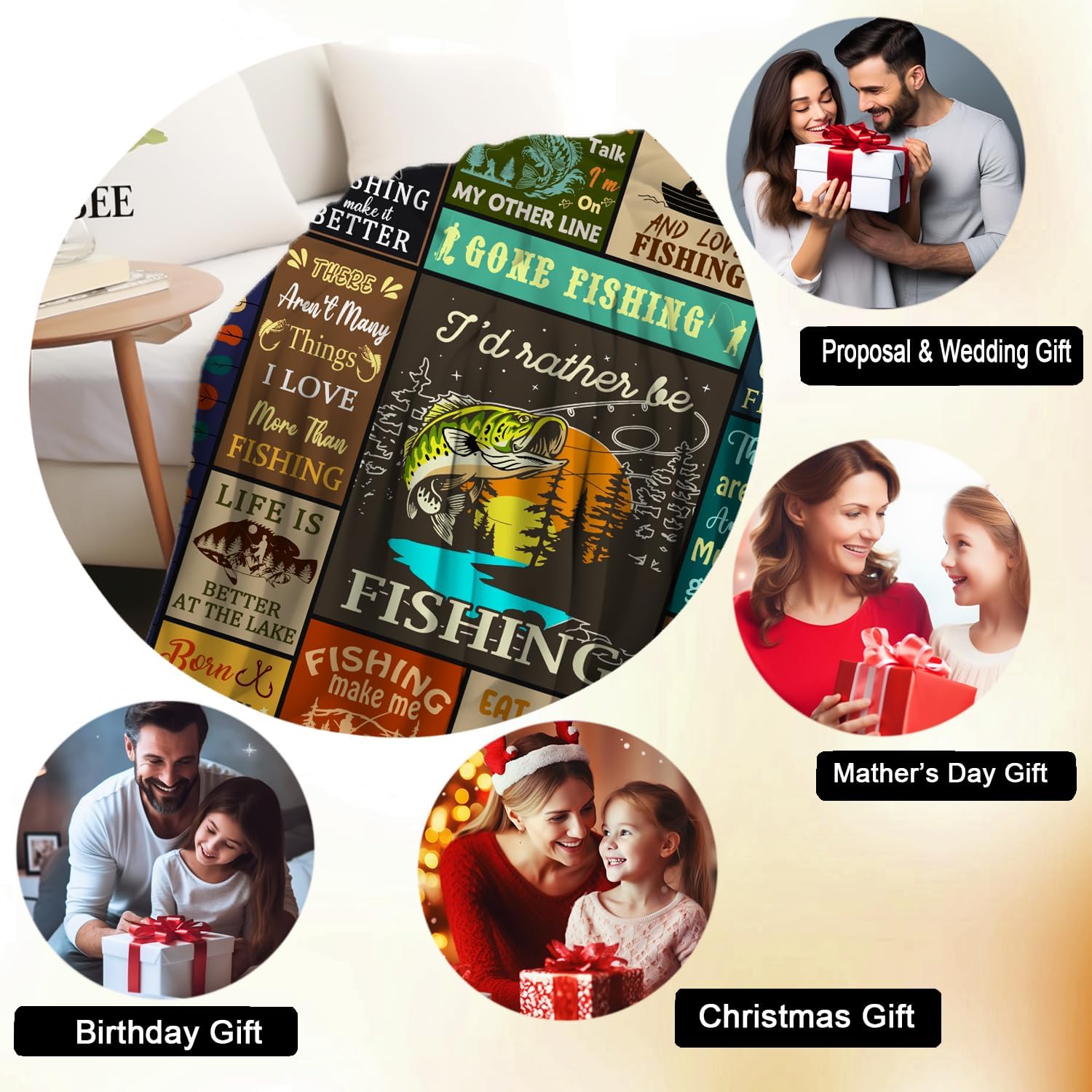 Fishing Blanket Fishing Gifts for Men,Funny Fish Stuff Blanket and Throws Fish Gifts for Fisherman Kids Women Boys Dad 50"X40" - Image 5