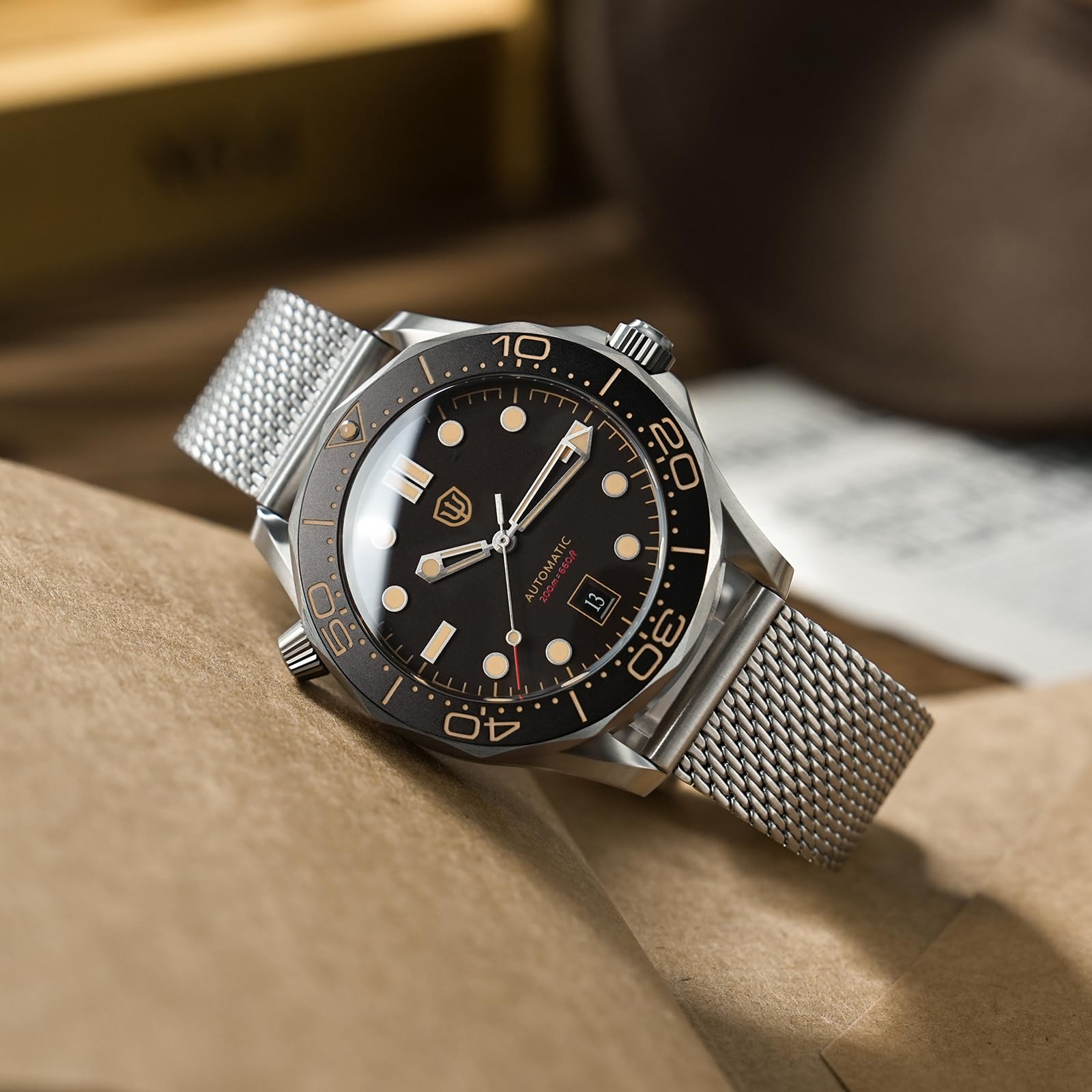 watchdives Relojes Automáticos para Hombres WD007, Reloj de Buceo NTTD de Titanio NH35 Reloj de Pulsera con Cristal de Zafiro Abovedado Resistente al Agua hasta 100 m