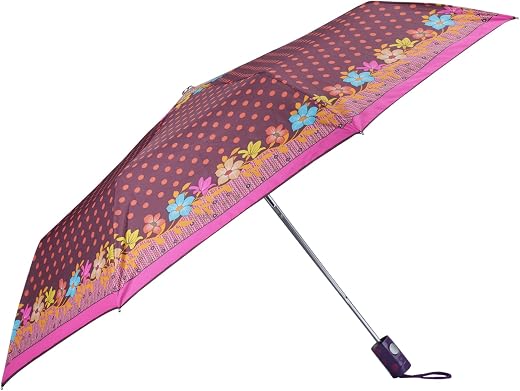 THE CLOWNFISH Umbrella Polka Dot Series 3 Fold Auto Open Waterproof Water Repellent Nylon Double Coated Silver Lined Umbre...