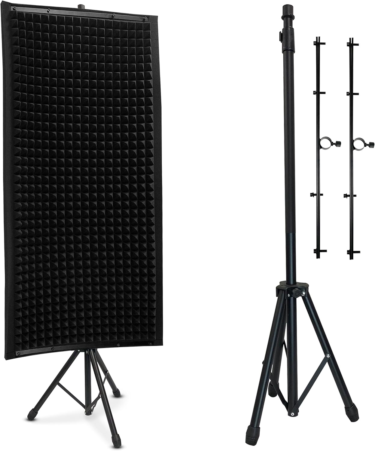 Pyle Microphone Isolation Panel with Height Adjustable Tripod Stand - High Density 2" Thick Foam Sound Dampening Wall - Foldable & Portable Mic Shield for Podcasts, Singing, Recording, Broadcasting