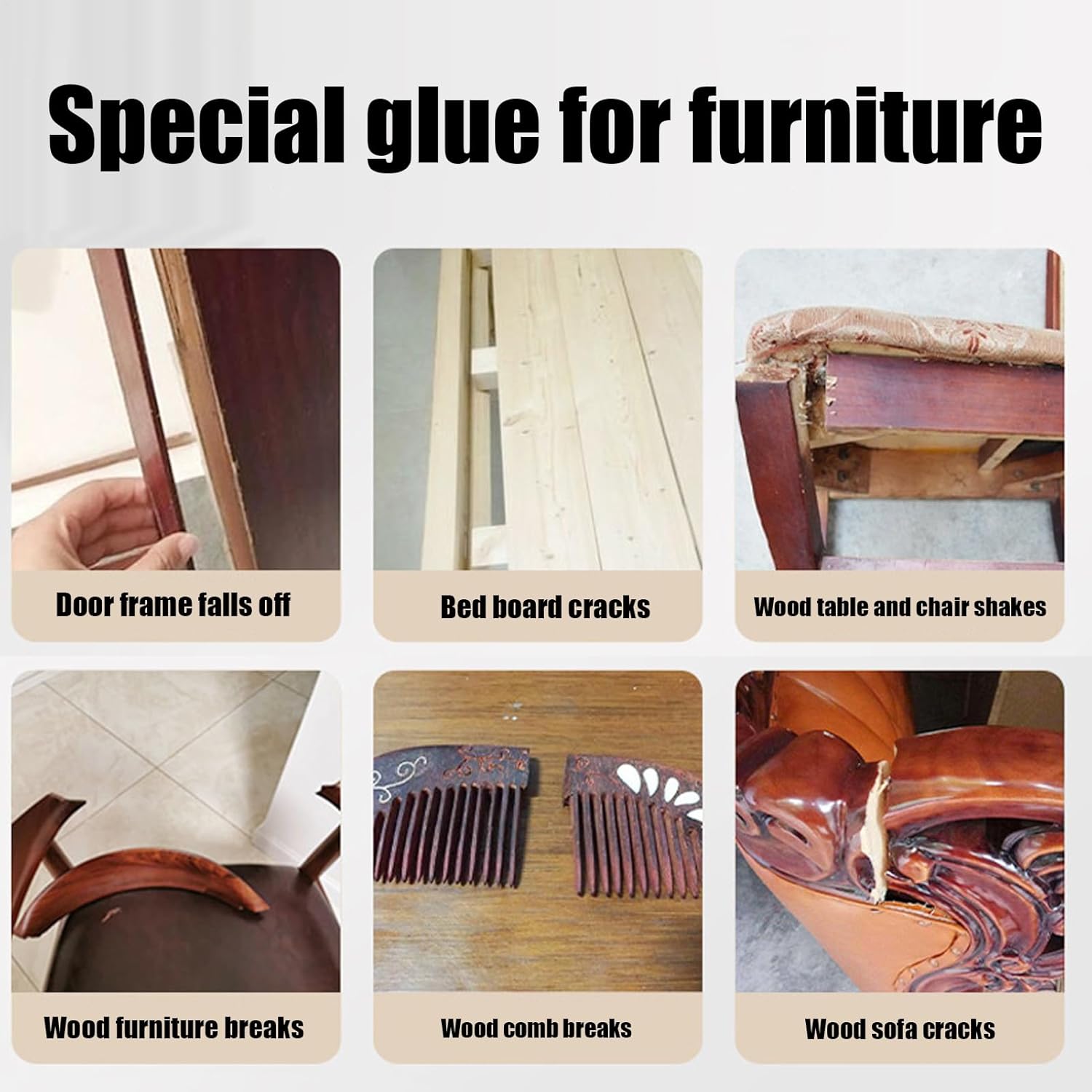 Strong Wood Glue, Long-Lasting Bond, 150g/330g, Clear Hold Adhesive, Wood Repair Glue, Non-Yellowing Formula, for Home School Classroom Wall Table Chair Repair Door Frame Bonding Projects