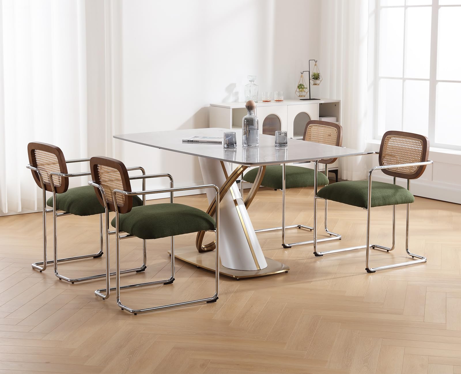 chairus Set di 2 Sedie da Pranzo Sedie da Cucina in Tessuto di Lino, Verde | sedie sala da pranzo sedie da cucina moderne sedie imbottite per pranzo