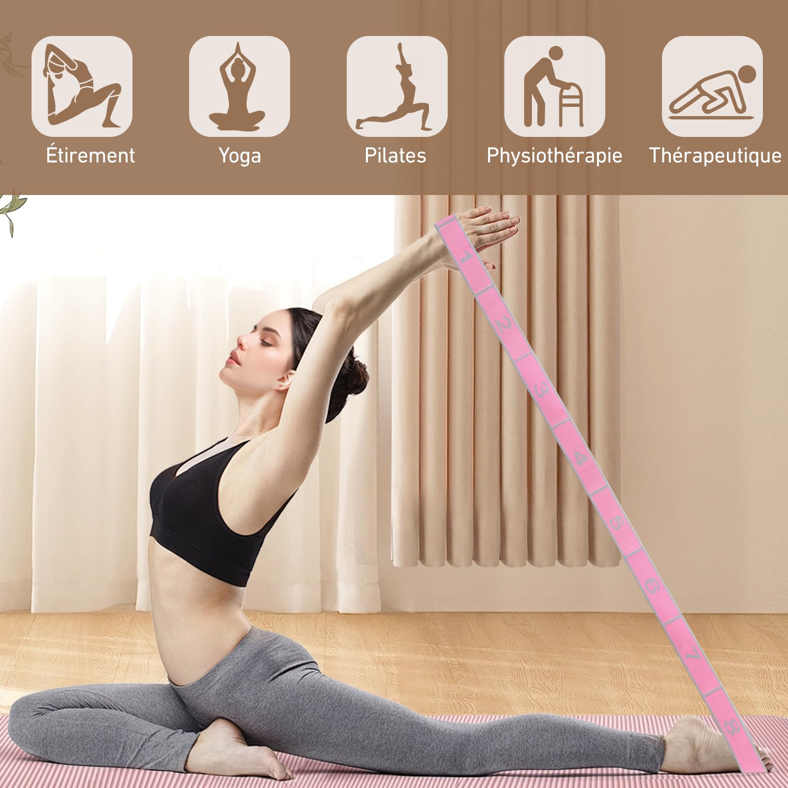 XIANGLONGY Bande Élastique Musculation 8 Niveaux de Forces pour Fitness Yoga Pilates