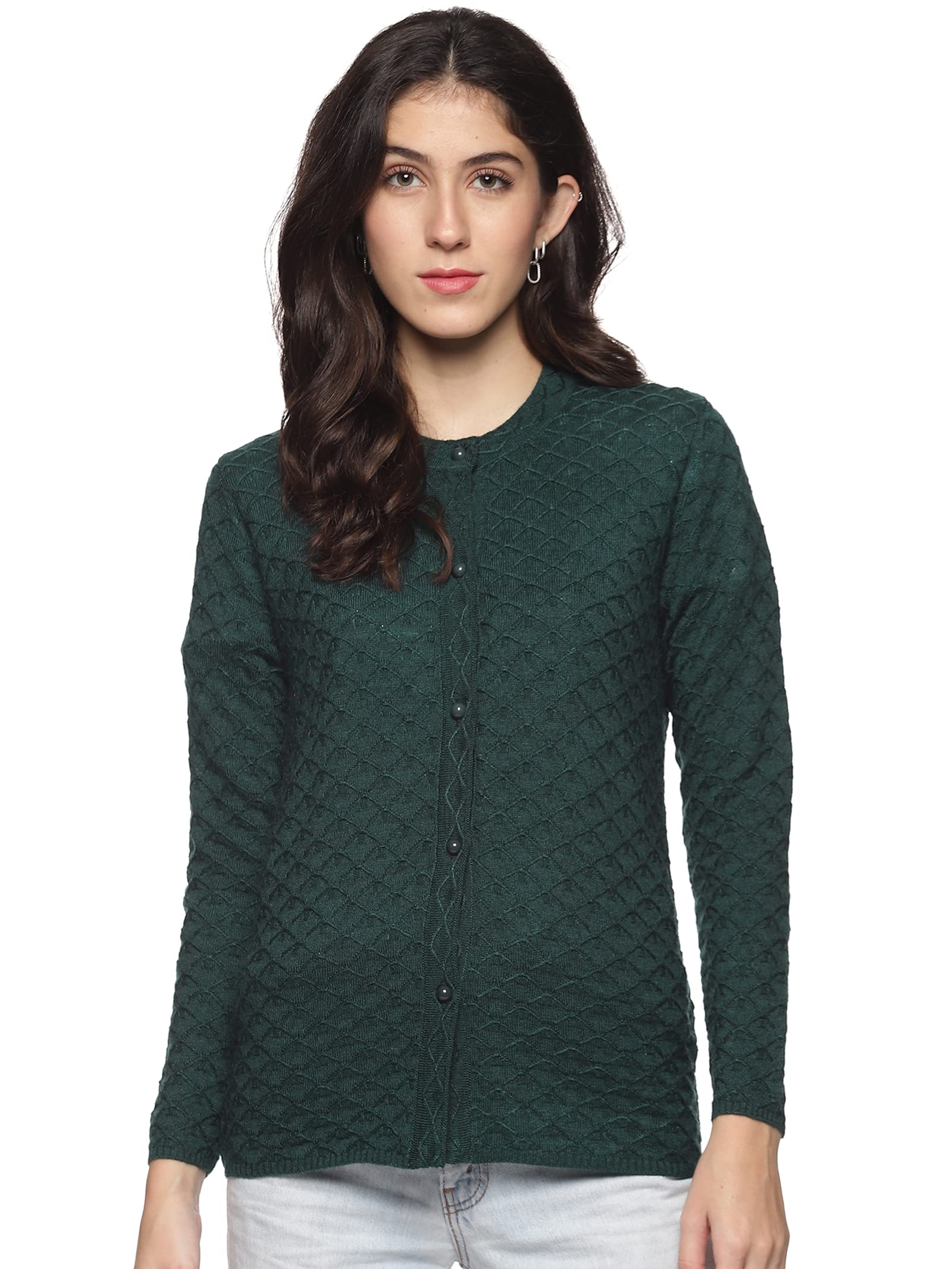 clapton Amazing Stylish Semi Winterwear Sweaters with Cardigans for Women Fullsleeve Longline Round Neck with Button Acrylic Woolen Soft Wool Blend Solid Cardigans -NV1220-picture-27
