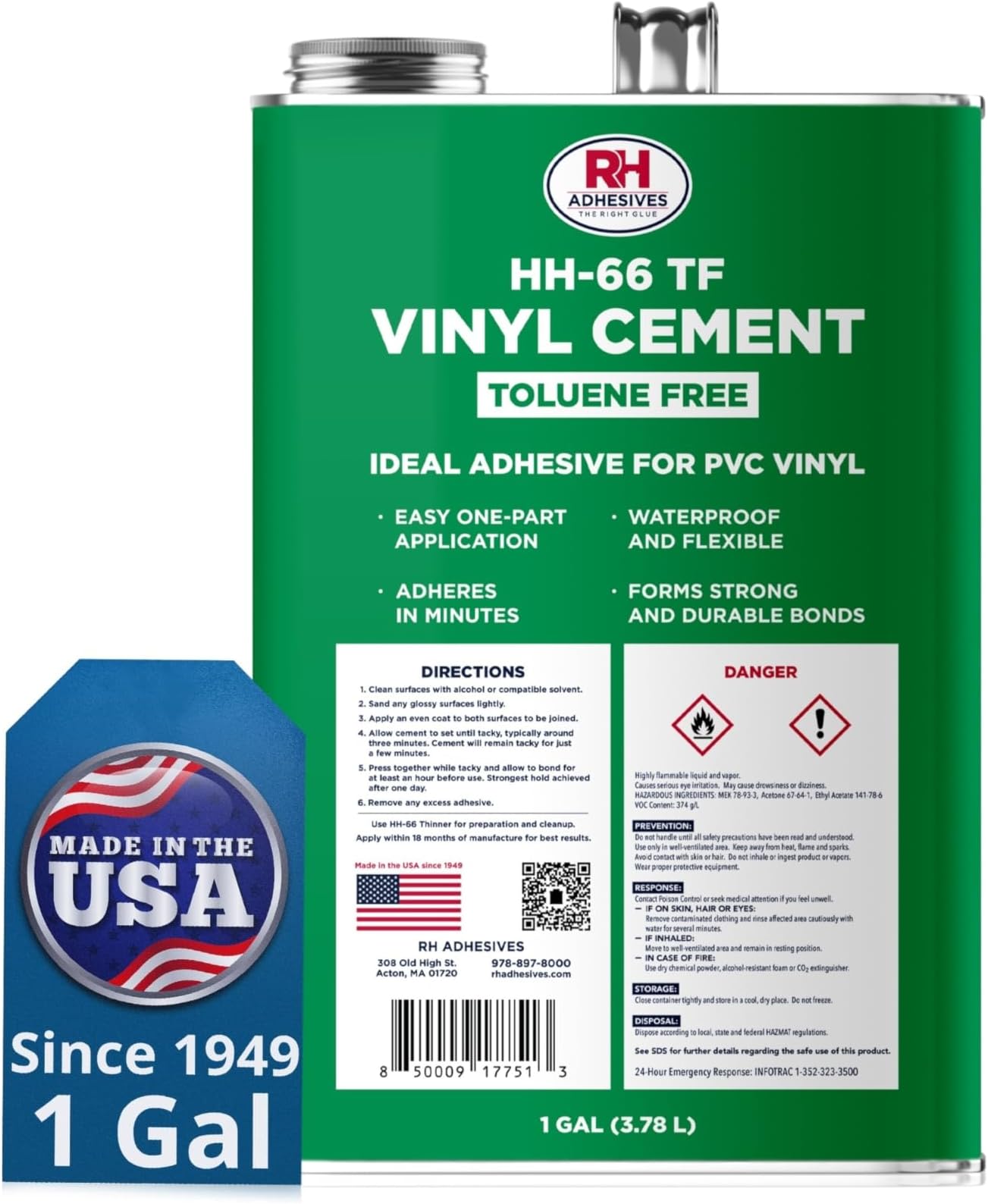 HH-66 Toluene Free Vinyl Cement, 3785 ml can - RH Adhesives