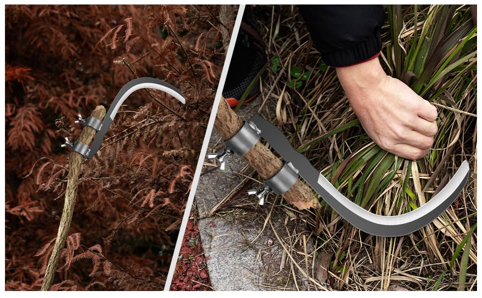 Image of Pruning Saw with Curved Blade | Heavy Duty Sickle Cutter Head for Tree Branch, Wood, Grass & Weed Cutting - Manual Garden Tool Attachment (A1)