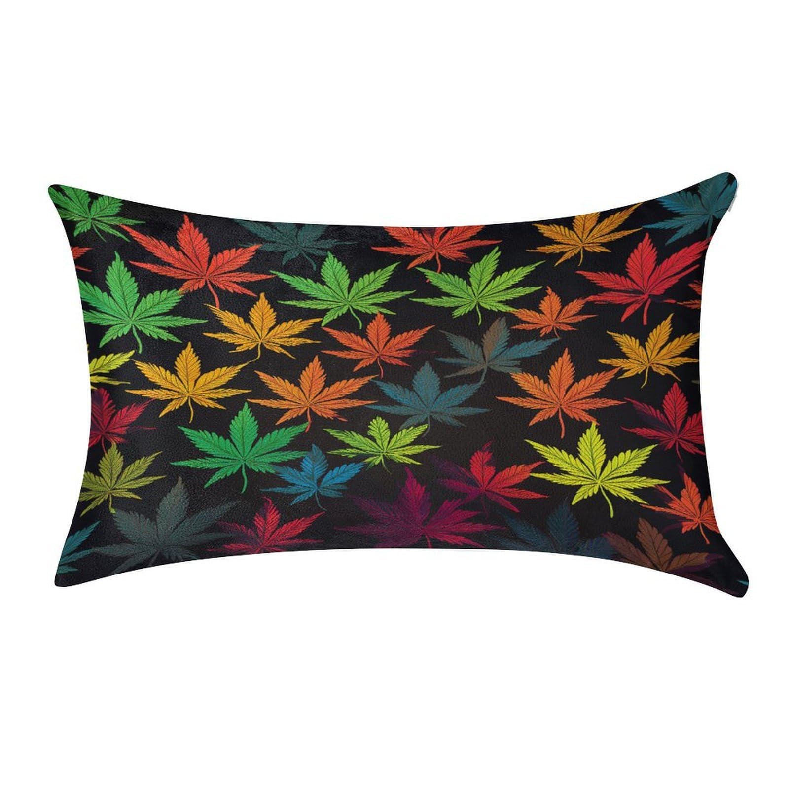 VstaDank Colorful Cannabis Leaves Throw Pillow Cover 12"×20" Ultra Soft Pillowcase Cozy Lumbar Pillow Shell Gold Velvet Exquisite Decorative Cushion Sham Protector for Couch Sofa Bedroom