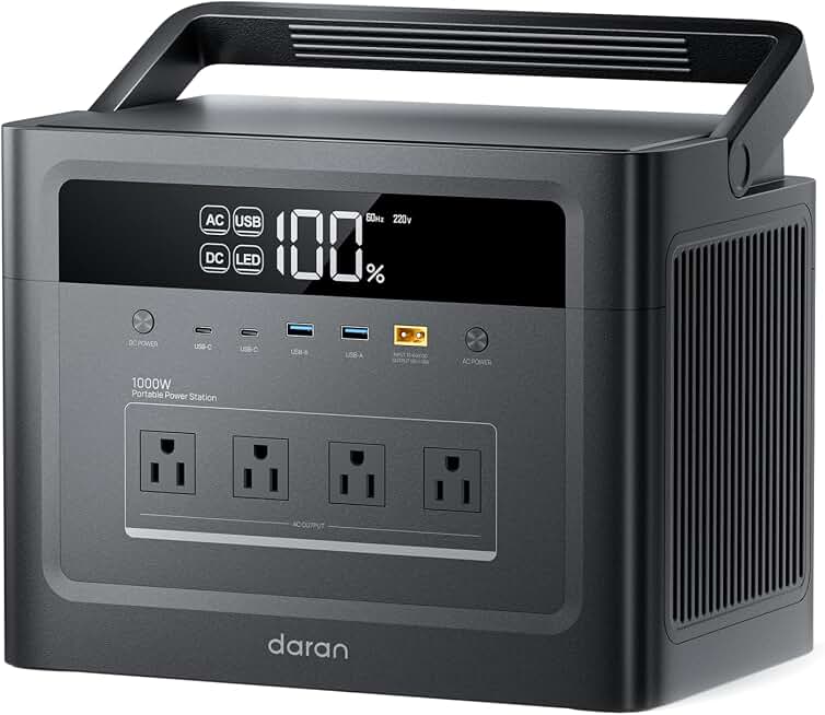 Portable Power Station 2000W Surge, Solar Generator 1000W, 960Wh | 100W USB-C PD Output & AC 4 Outlet, 110V LiFePO4 Battery, Fast Charging for Home Backup, Camping & RV (Solar Panel Optional)
