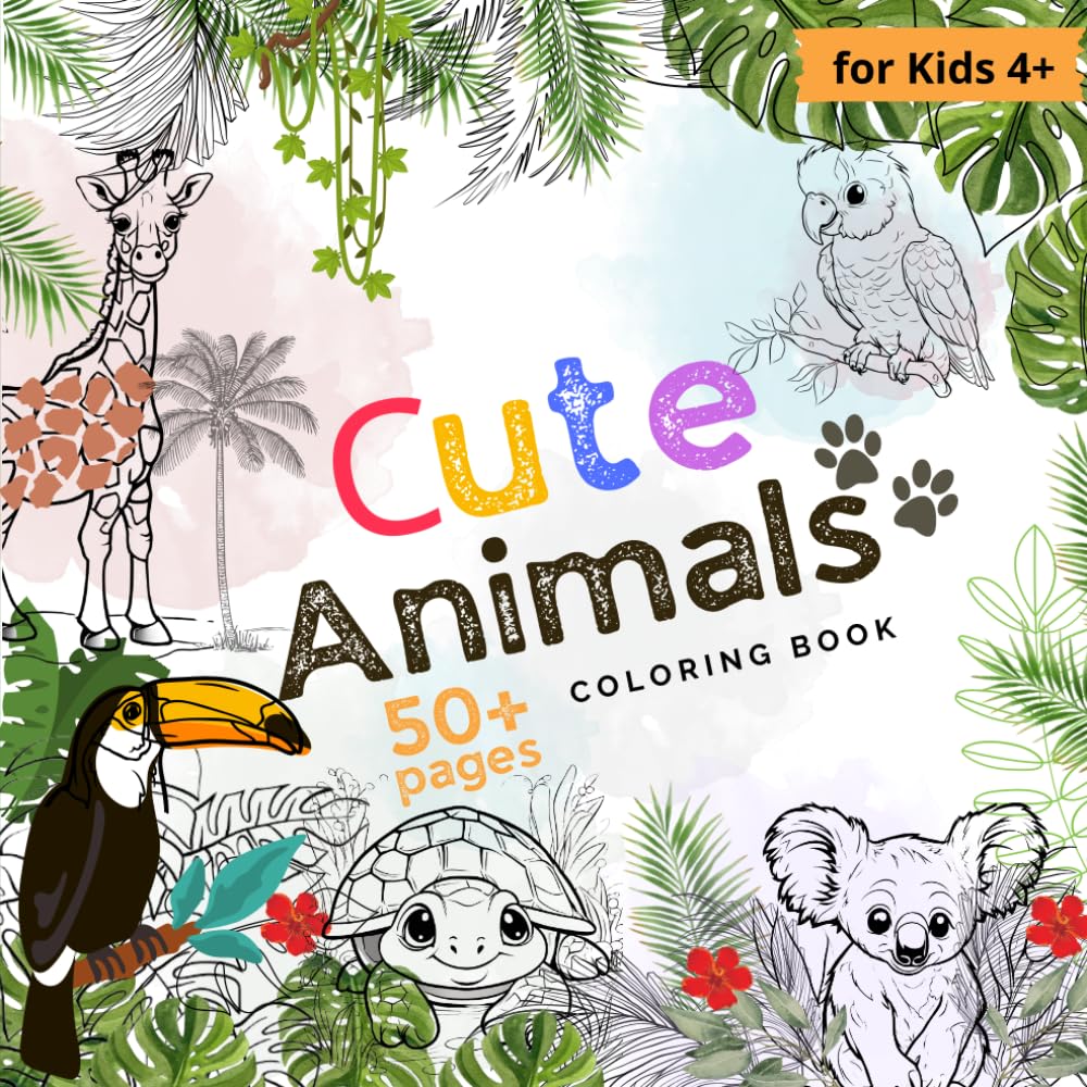 Cute Animals Coloring Book.: Discover an adorable collection of 50+ Cute Animals by FSI Coloring Club!