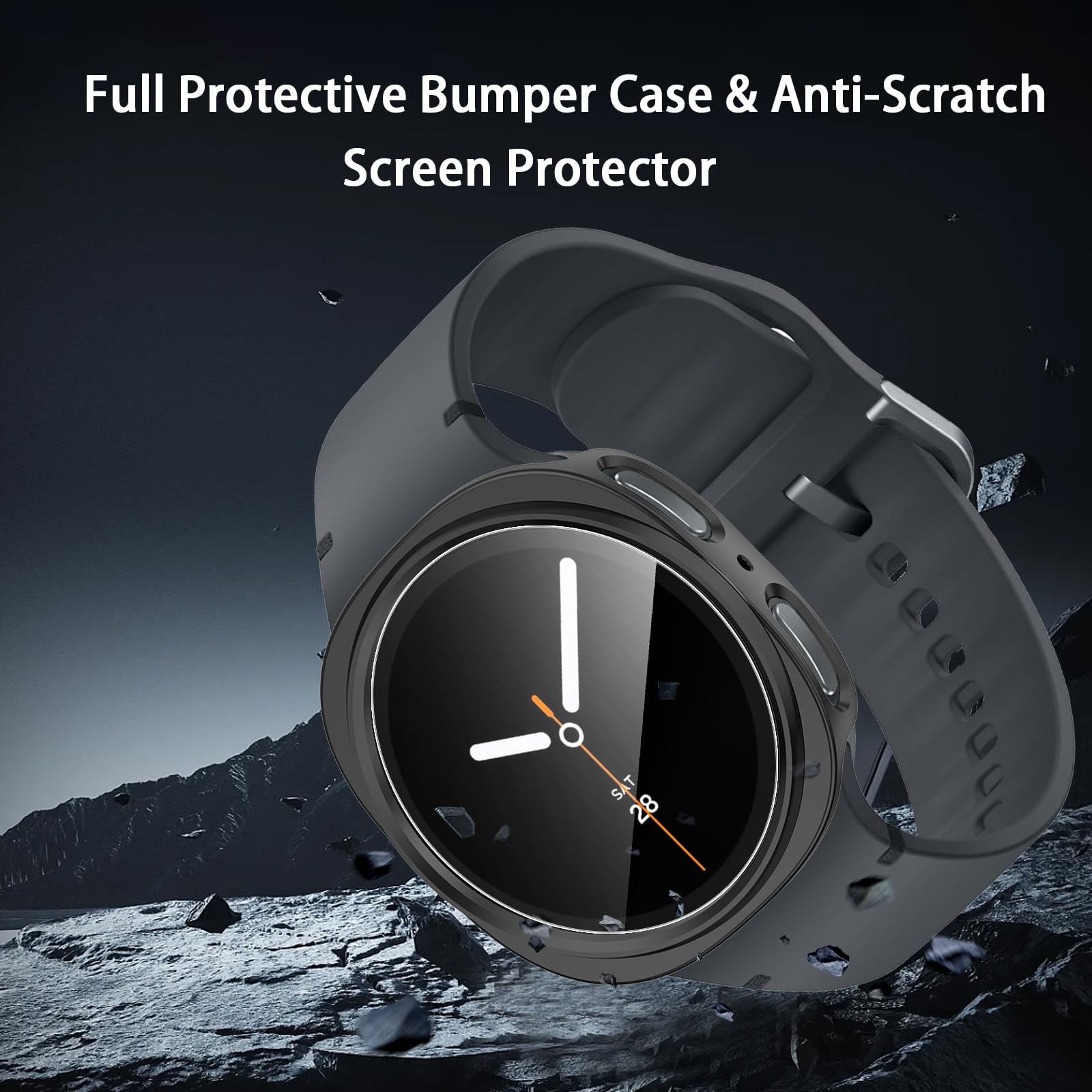HAANILKYI [Paquete de 6+6] Funda protectora de pantalla para Samsung Galaxy Watch 8 de 44 mm, vidrio templado antivaho y cubierta protectora de policarbonato duro impermeable para Galaxy Watch8 de 44