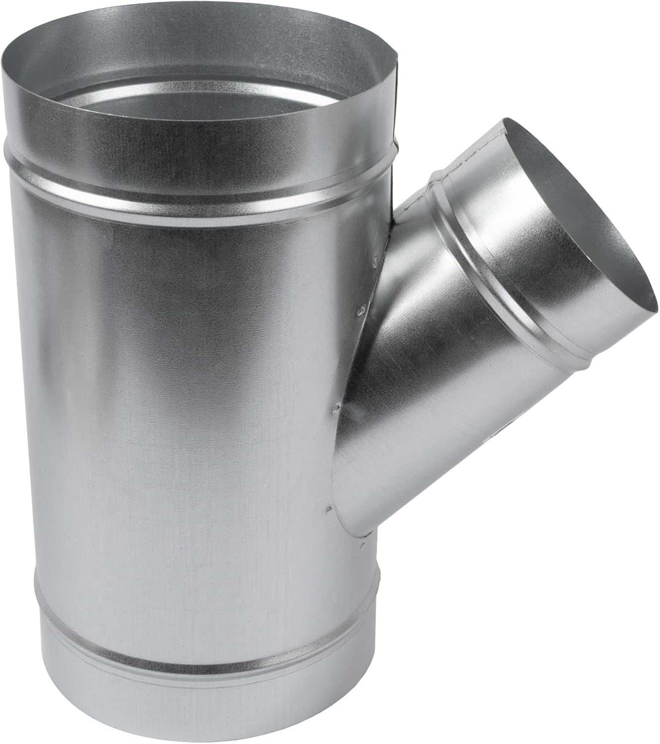 6" Inch to 4" Inch Branch Wye-Shape Ducting Splitter - 45 Degree Galvanized Steel 3-Way Dust Collection Fitting - Branches for Exhaust Fan - Ducting Adapter - Duct Hose Connector