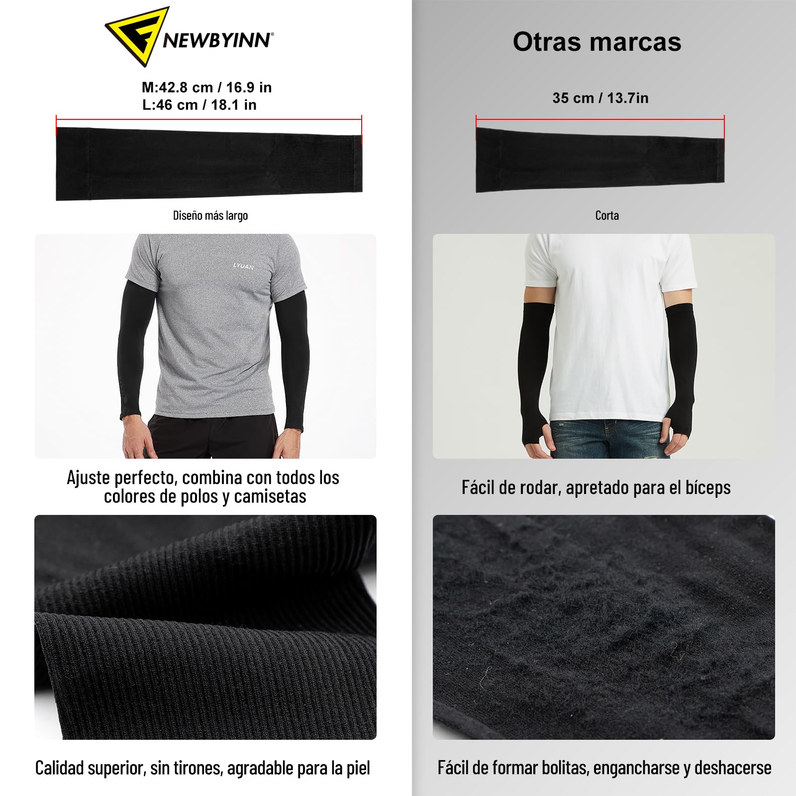 Manguitos de compresión Protección UV Newbyinn para running ciclismo