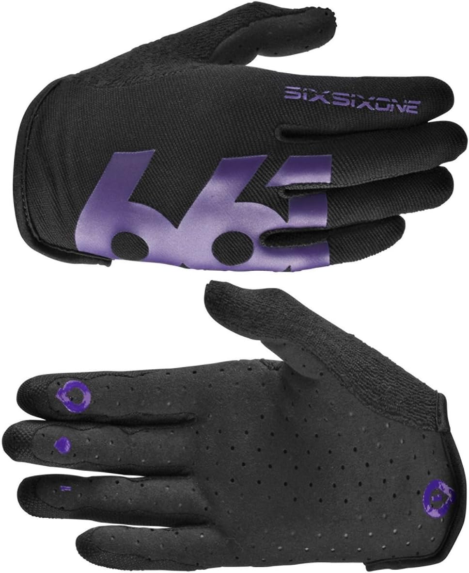 SixSixOne Comp Full Finger Glove: Black/Purple LG