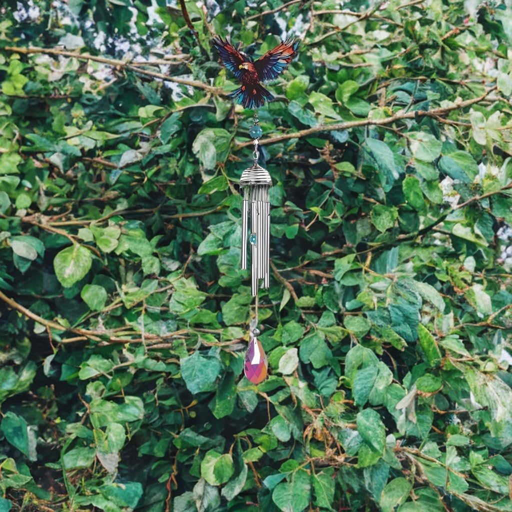 ICE ARMOR 21" Long Eagle Acrylic Mini Wind Chime Statue Sculpture Ornament Decoration Home/Room Decor and Gift Ideas for Housewarming, Holidays and Birthdays Great Collectible Addition