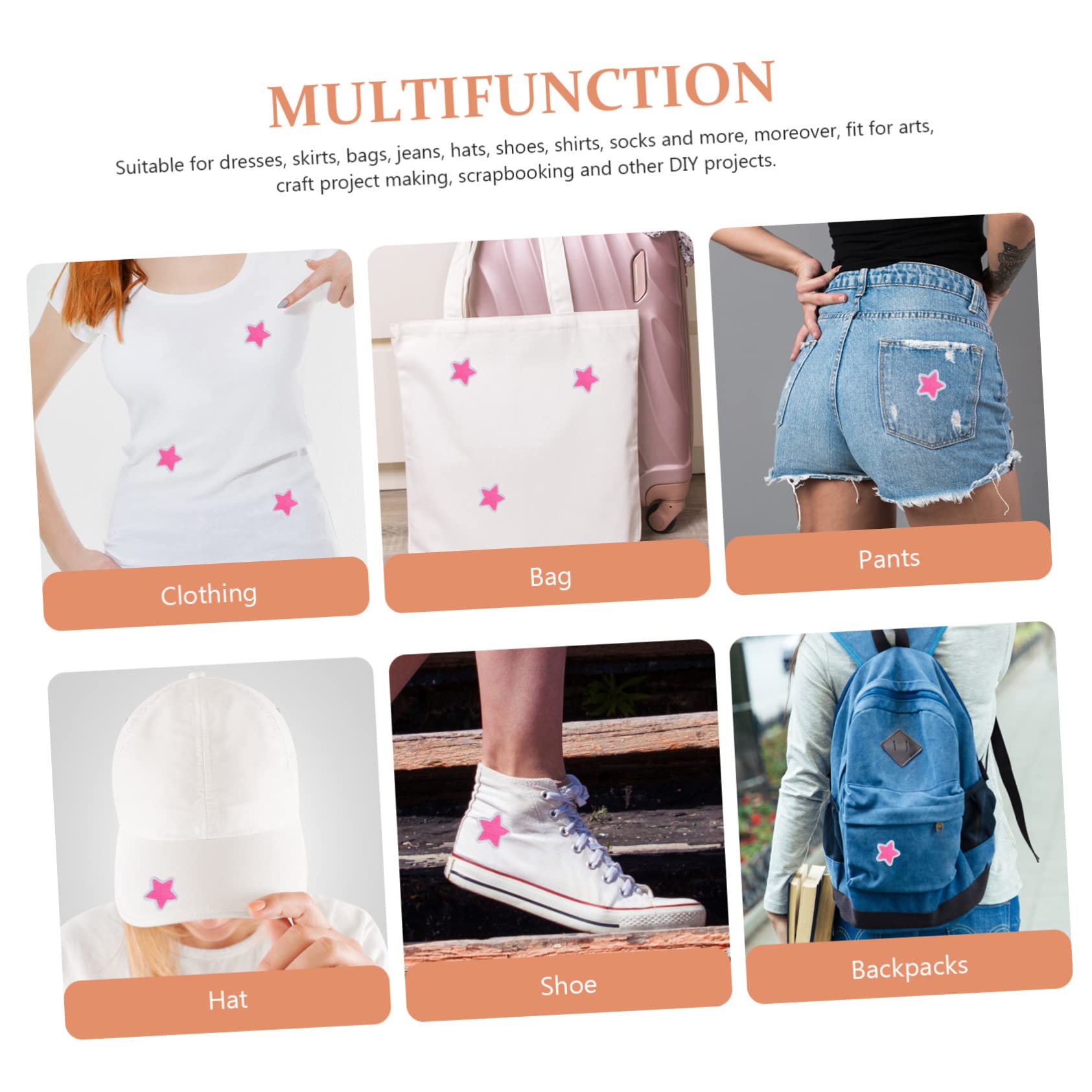 STOBOK 100pezzi Patches Ricamati Adesivi Per Abbigliamento Toppe Forma Di Stella Per Decorazione e Riparazione Per Vestiti e Zaini