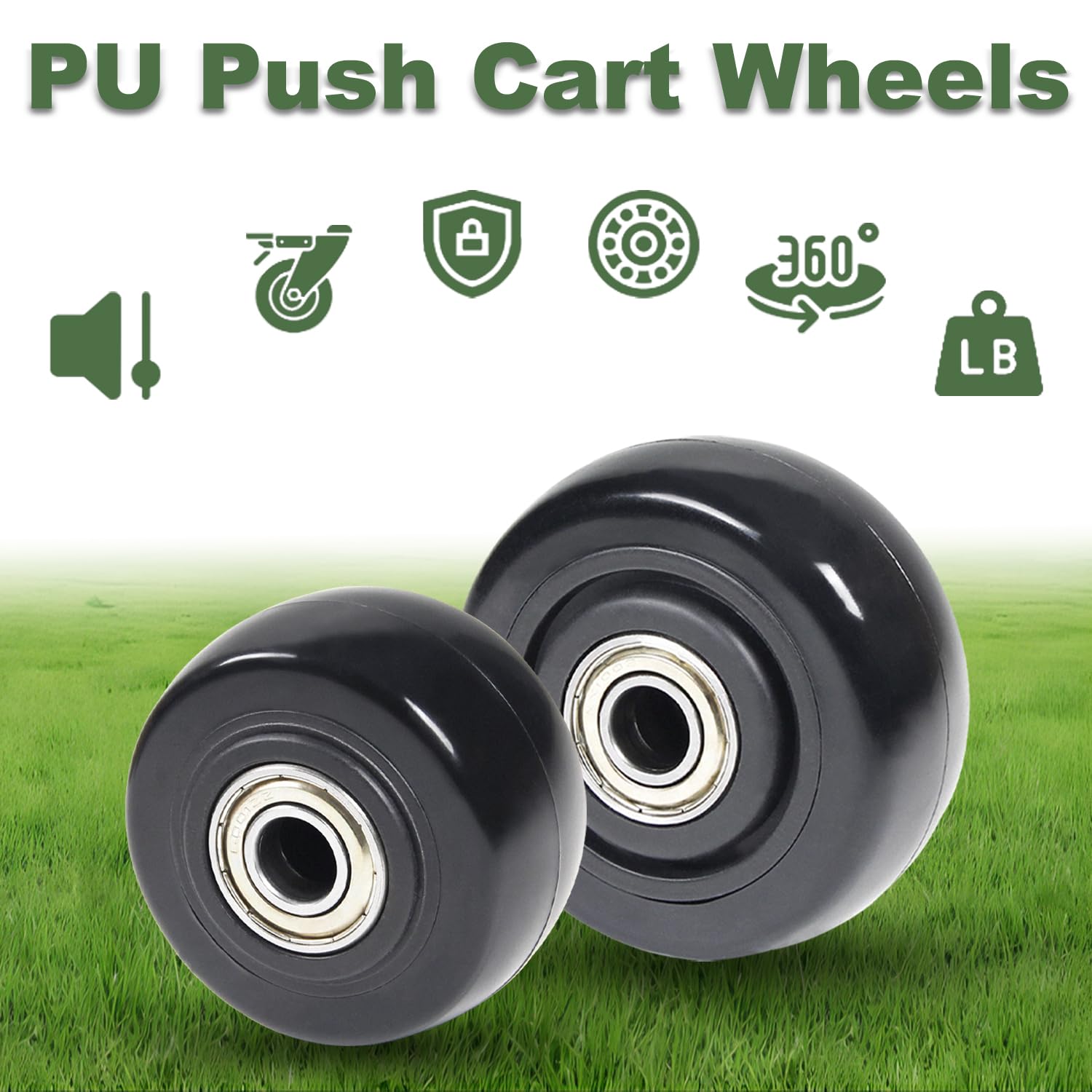 4 ruote in poliuretano da 7,6 cm, resistenti, capacità 120 kg, per carrelli con piattaforma, scaffali, carrelli, uso interno ed esterno