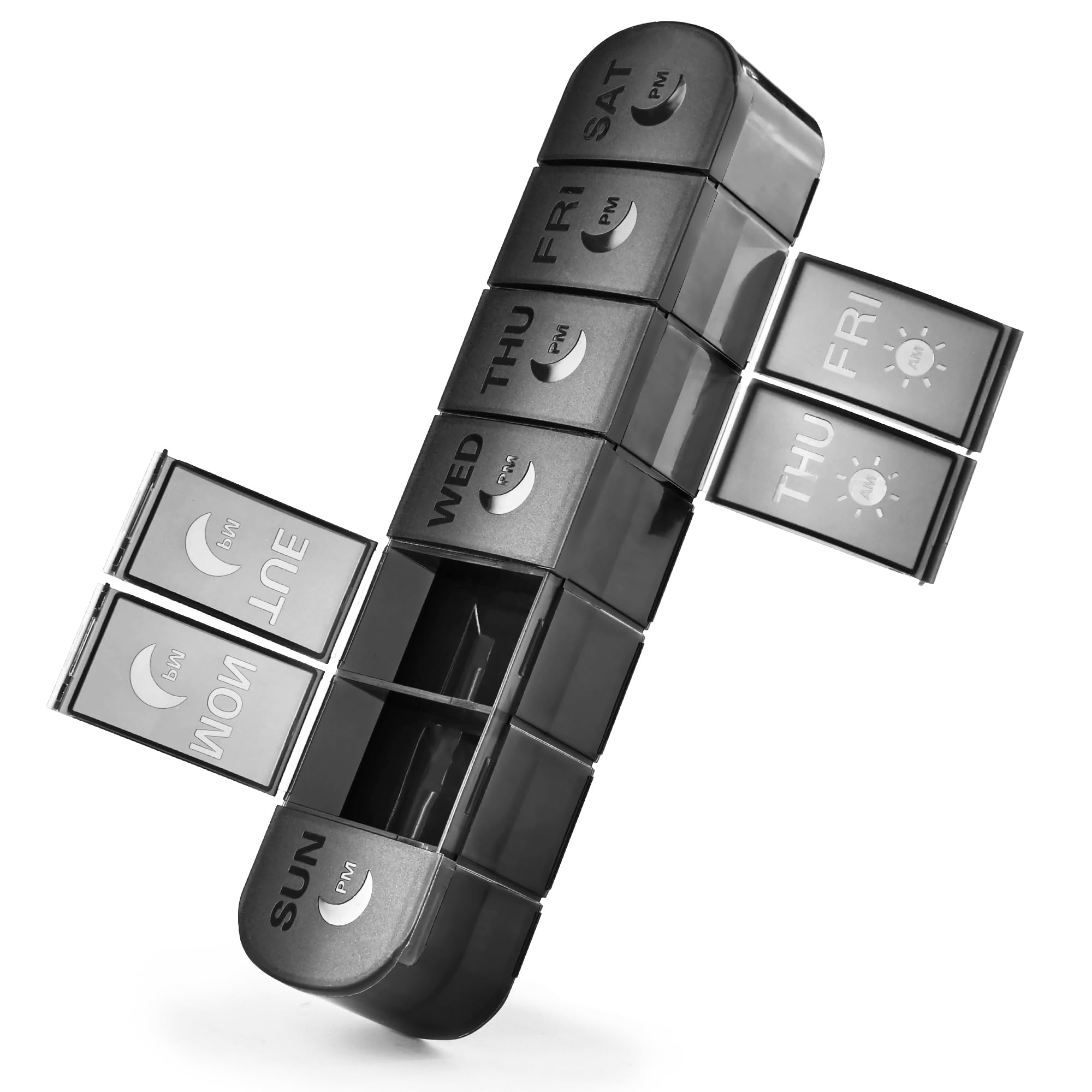 FHORAIN XL AM PM Pill Organizer 2 Times a Day Fade Resistant Extra Large Weekly Pill Box 7
