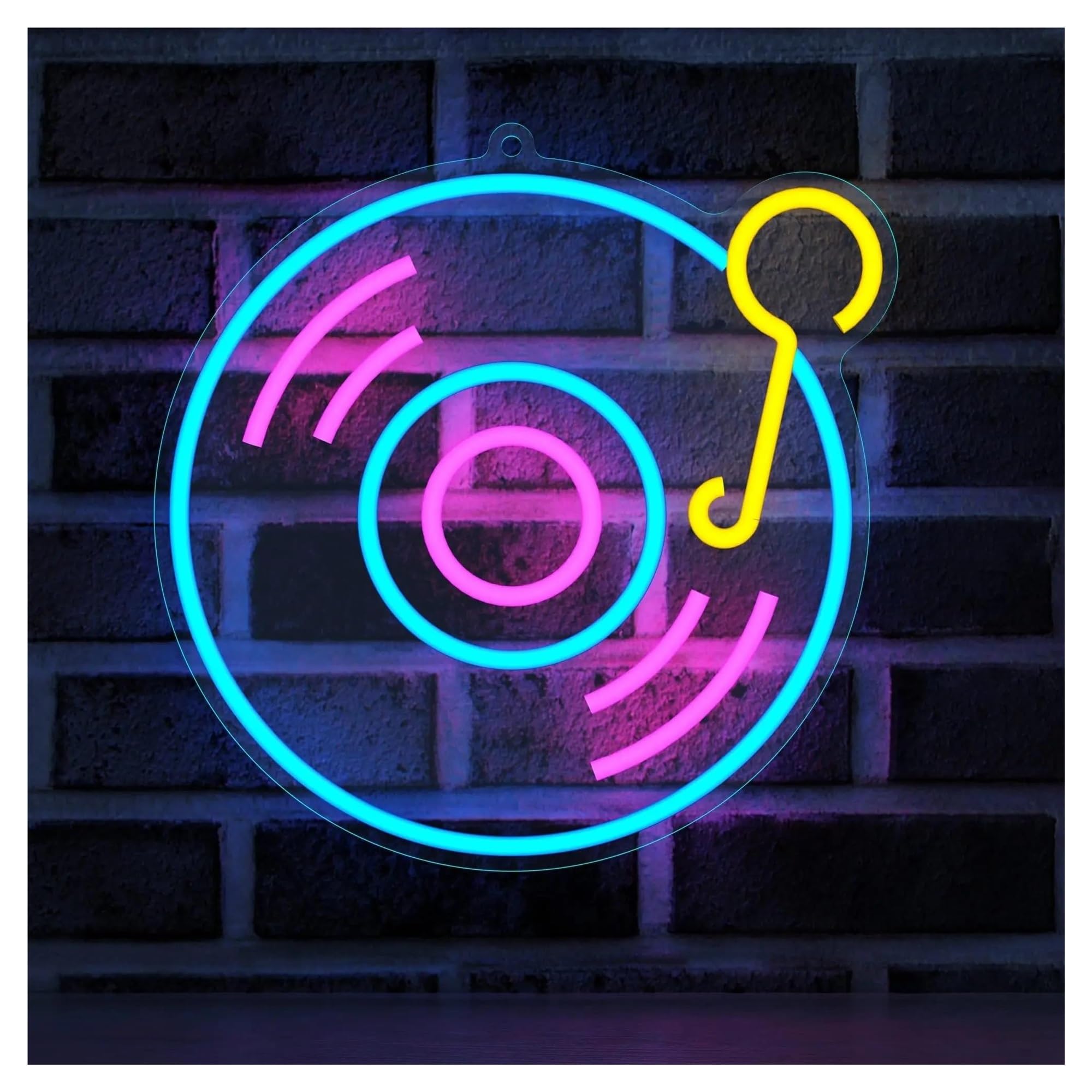 LEMST Sign Lamp Record Neon Sign,Suitable for Music Room, Bar and Retro Style Scene Decoration 29x29cm