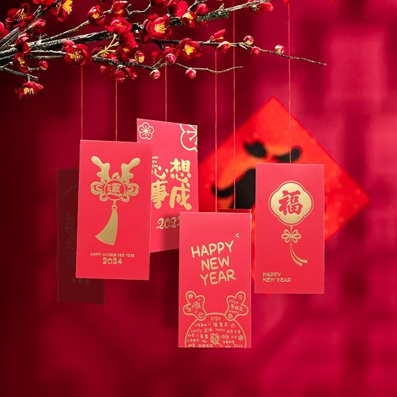 12pcs Chinese Red Envelopes Chinese New Year Lucky Money Pockets Hong Bao for Spring Festivel Wedding Pocket Money